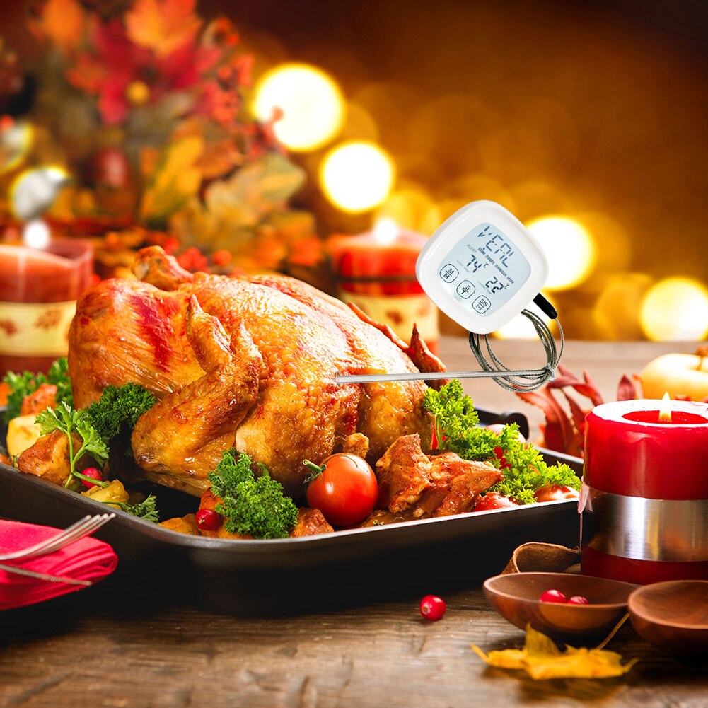 Digital Meat Kitchen Thermometer Stainless Touch Screen Waterproof Grill Temperature Probe Oven Cooking BBQ Cooking PraticalTool