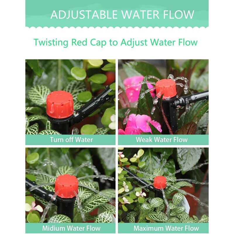 2 Set Adjustable Irrigation Drippers Micro-Sprinklers Heads 1/4 Inch Drip Watering Kits, 1 Set 101 Pcs & 1 Set 151 Pcs