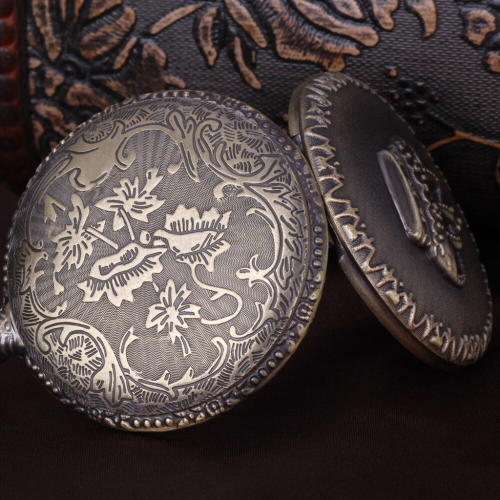 Brons Fob Horloge Antieke Vintage Kroon Zakhorloge Ketting met Ketting Klok