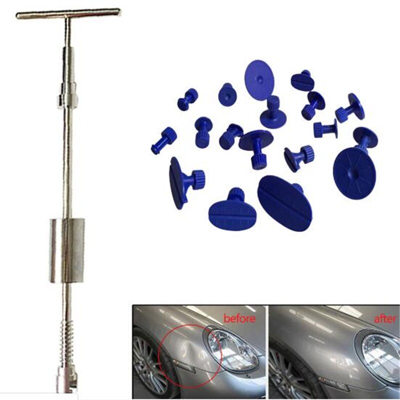Auto bilreparationsværktøj bil reparation af buler puller kit 2 in 1 slide hammer omvendt hammer lim tabs sugekopper