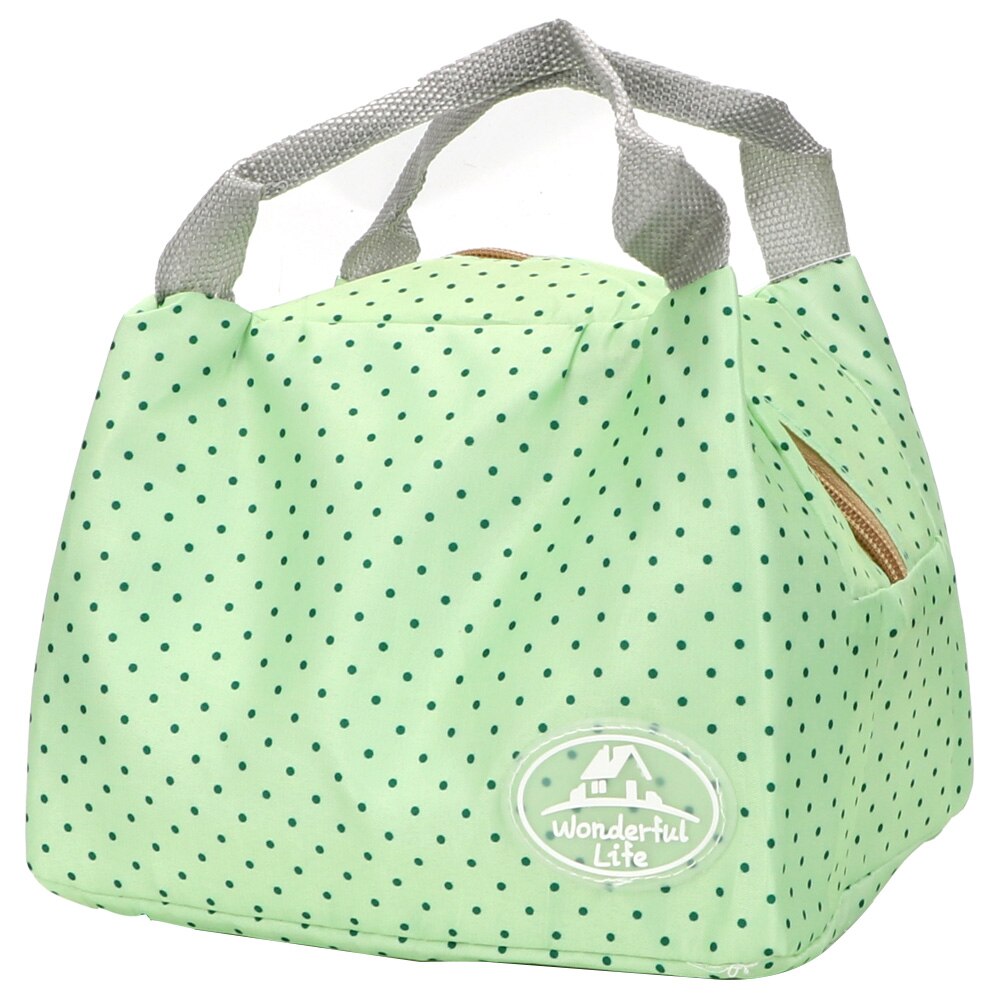 Canvas Streep Streep Warme Lunch Zakken Thermische Geïsoleerde Koude Voedsel Opbergtas Dot Cherry Lunchbox Tas Draagbare: green