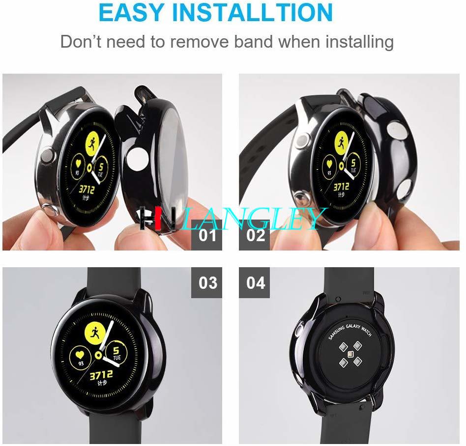 Compatibel met samsung galaxy watch active hoesje zachte tpu bumper volledige rondom screen protector galaxy watch active 40mm sm -r500