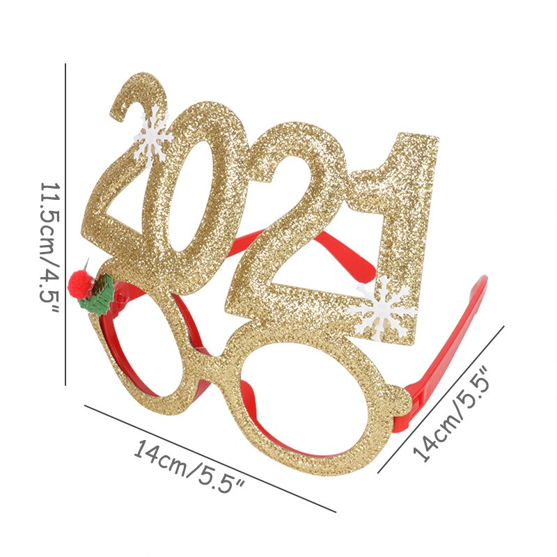 Happy Year Photo Booth Frame Props Gold Black Paper Glasses Photobooth Props Year Eve Party Supplies Kids Favors: 1pcs gold