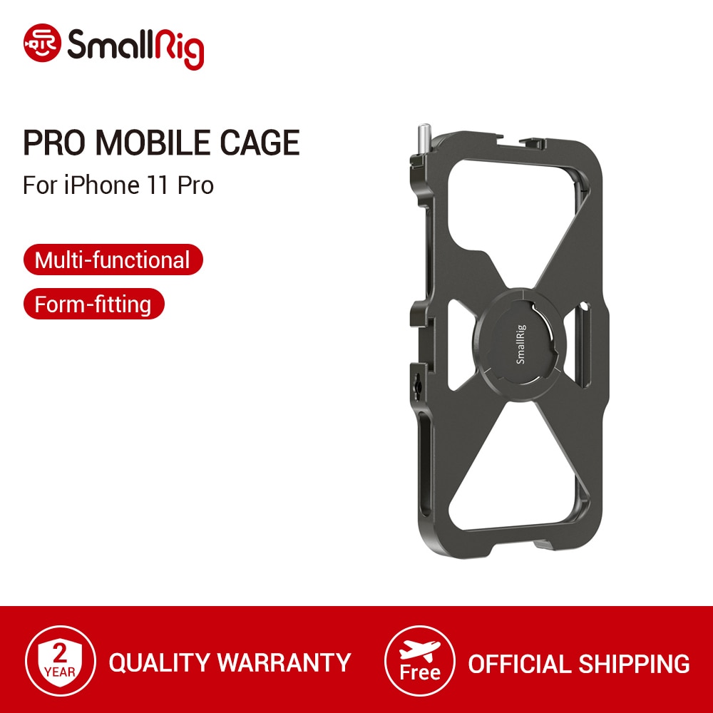 Smallrig Pro Mobiele Kooi Voor Iphone 11 Pro Vlogging Accessoire Mobiele Telefoon Kooi Met Koud Shoe Mount Vlog Schieten Kit -2471