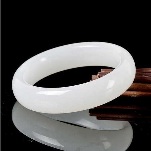 Genuine Natural White Jade Bangle Bracelet Charm Jewellery Accessories Hand-Carved Lucky Amulet for Women Her Men