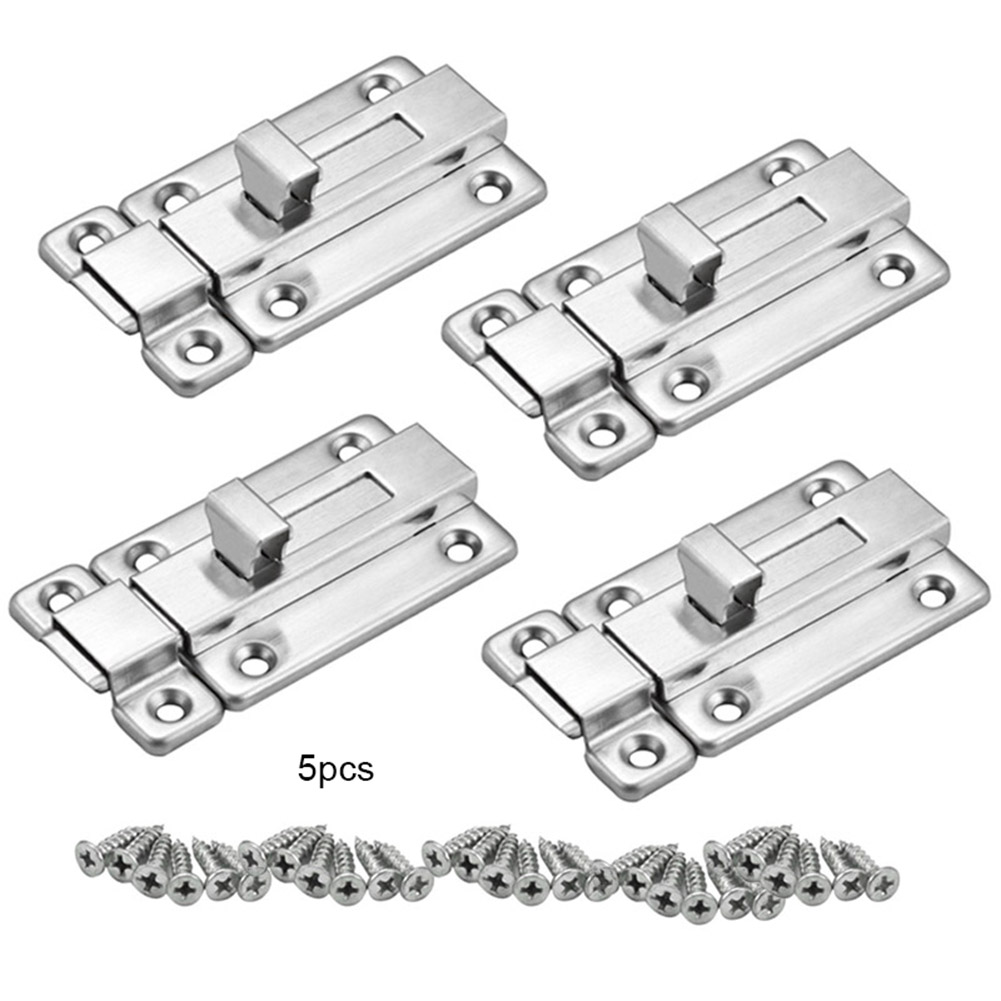 Stainless Steel Door Bolts Latch Sliding Door Lock Slide Bolts for Internal Doors: 5pcs
