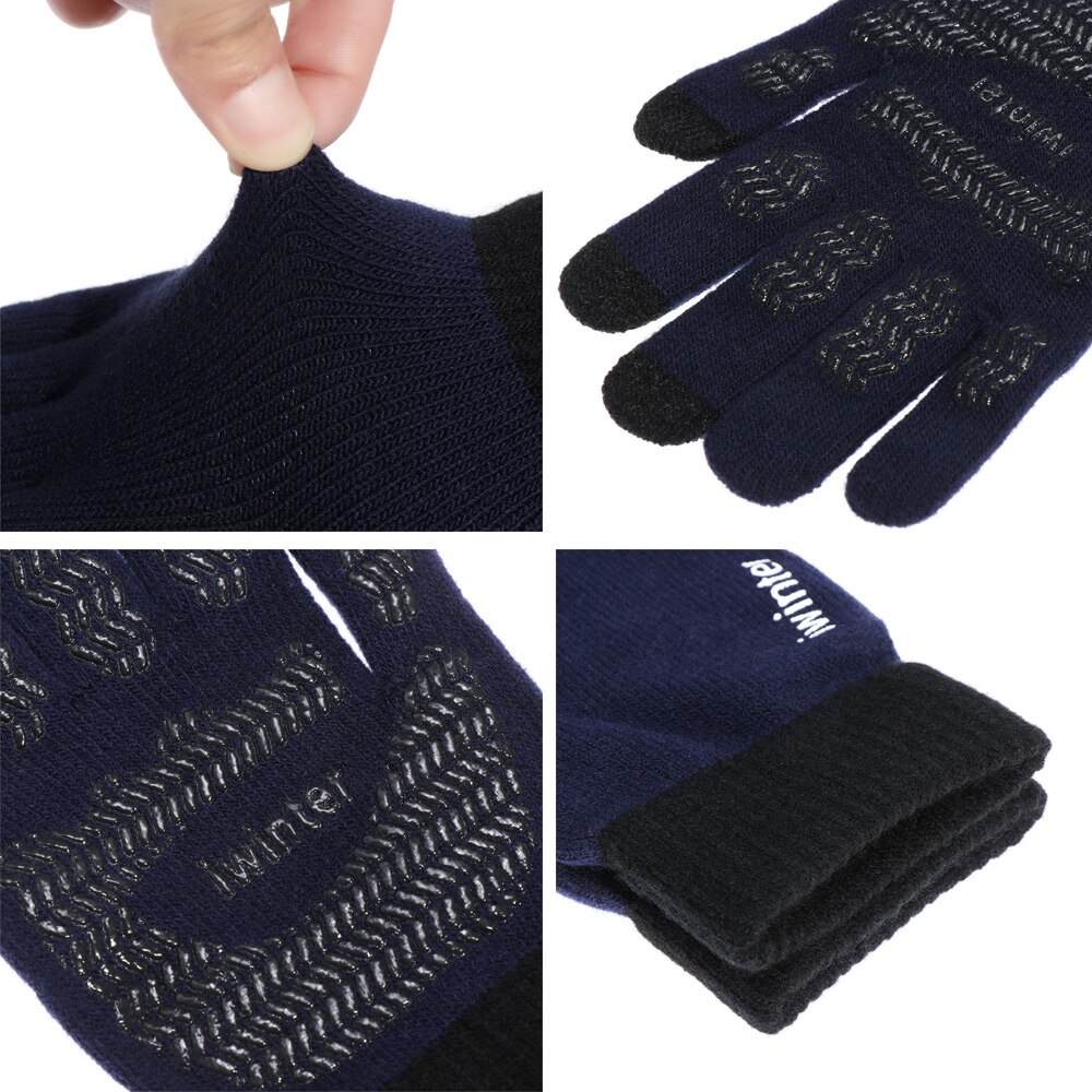 Touch Screen Gloves Sport Cycling Full Finger Mittens Thick Plush Autumn Winter Thick Warm Knitted Wool Mitts