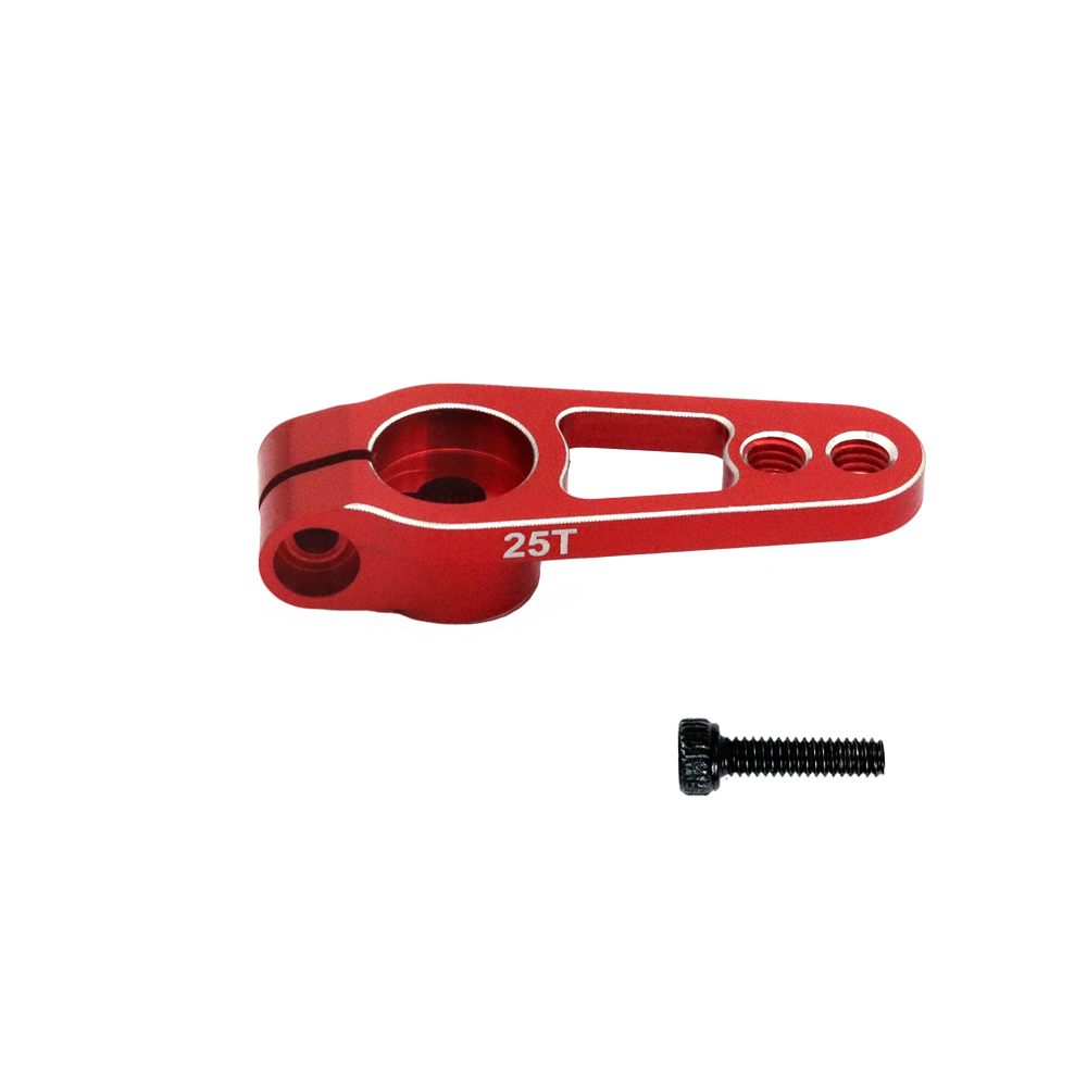 Brazo de bocina Servo de aluminio 25T, abrazadera de dirección M3 estriada de 25 dientes para motores Futaba Savox Power HD Sakura D4 RC MG995 MG946R MG996R: Rojo