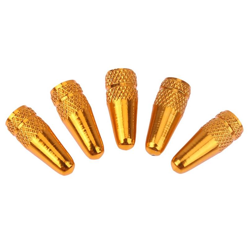 5Pcs Fiets Presta Aluminium Druk Ventieldopjes Dust Covers Ventieldopje Bisiklet Aksesuar Ventiel Stofkap Fiets Accessoires: Gold
