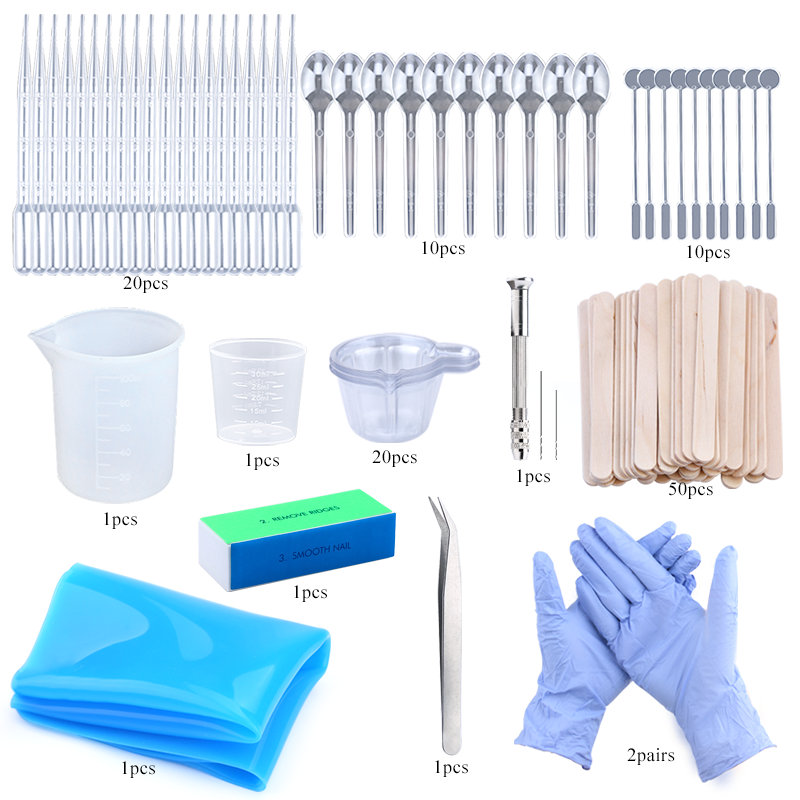 Epoxy Resin Jewelry making Tools Set Silicone Workbenches Plastic beaker drilling bits Wood stick Disposable Cups Dispenser: 6