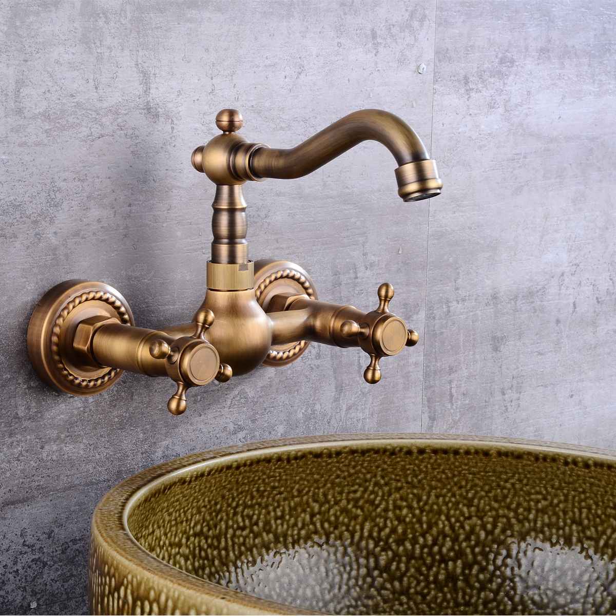 Antika Pirinç 360 Rotasyon Mutfak lavabo musluğu Torneira Duvara Monte