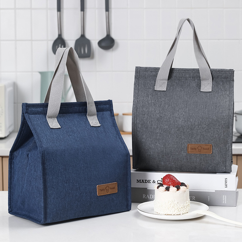 Lunch Bag Thermal Insulation Lunch Box Storage Handbag Solid Color Multifunctional Kid School Lunch Bags Picnic Food Pouch