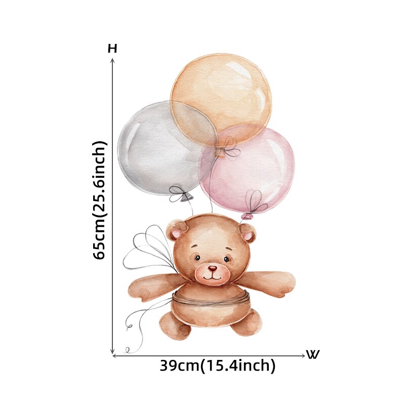 Standing Teddy Bear with Pink Grey Balloons Wall Stickers for Kids Room Baby Nursery Room Decoration BABY Shower Wall Decals PVC: Bear 110