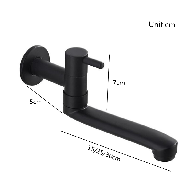 Mop Slot Tap Black Brass Single Hole Hidden Wall Mounted Lengthen Rotary Basin Faucet For Balcony Garden Outdoor Single Cold Tap