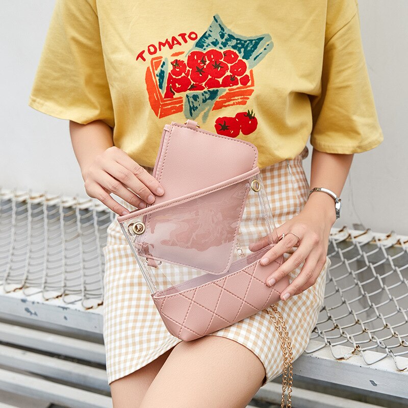 Transparent PVC Crossbody Bags for Women Female Casual PU Shoulder Handbags