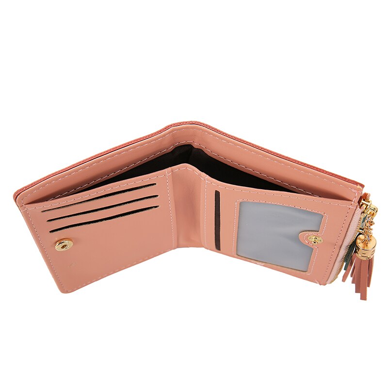 Wallet Women Newest Heart Tassel Leather Wallet Female Wallet Zipper Solid Lady Purse Card Holder Bag