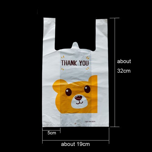 50 sztuk śliczne niedźwiedź plastikowa torba z uchwytami magazyn materiałów piśmienniczych torby dziękuję plastikowe prezent torba koperta poczta torby przewozowe: 19x32cm