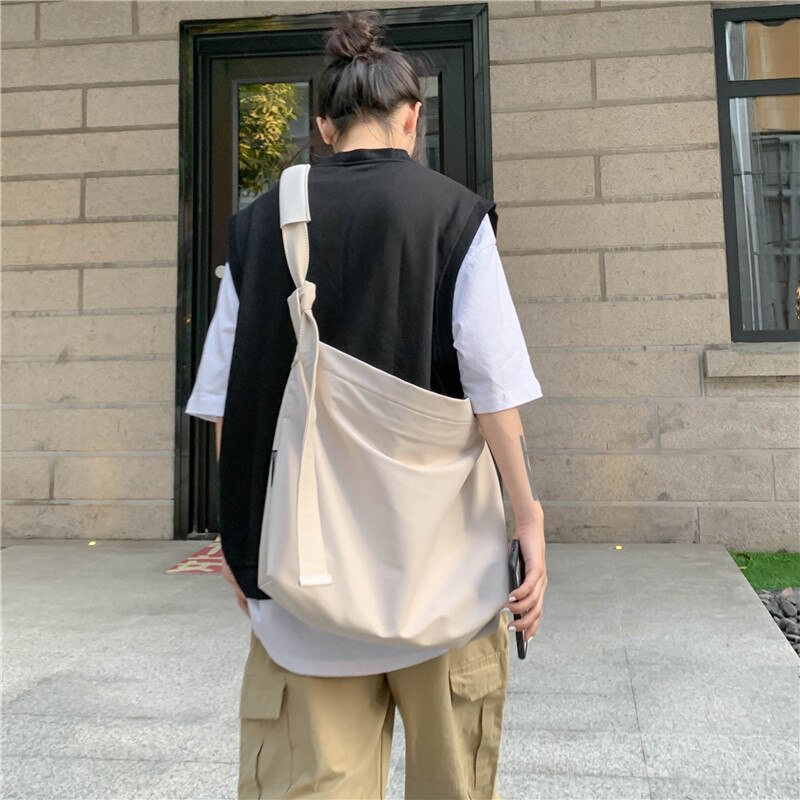 Vrouwen School Messenger Tassen Voor Vrouwen Schouder Dames Handtas Solid Grote Capaciteit Nylon Canvas Schoudertas Vrouwelijke Tassen