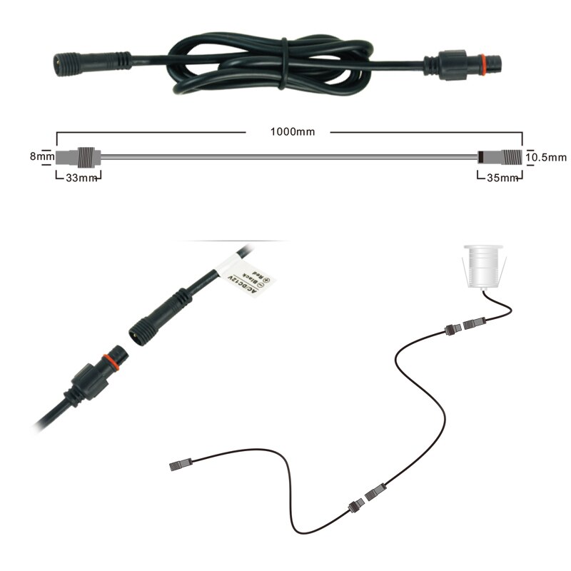 Silicon Wire IP67 CE 1m 2pin Extension LED Cable 3... – Grandado