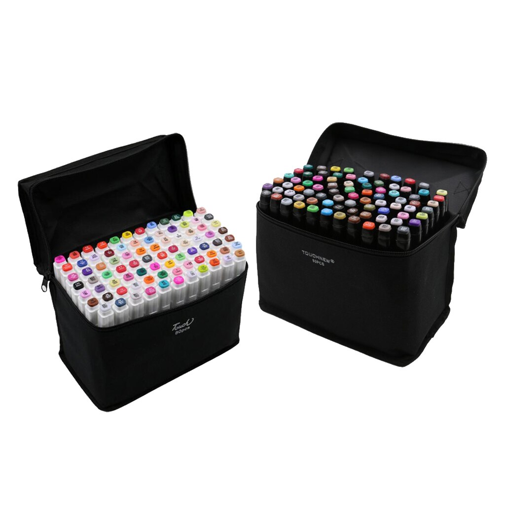 Juego de rotuladores gráficos de doble punta, Set de 80 colores, Alcohol, punta fina