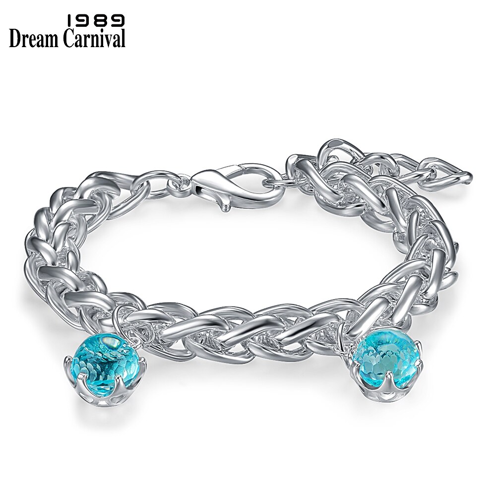 DreamCarnival1989 Bracelet for Women Special Cut CZ Sky Blue Color Stone Jewelry WB1238: Default Title