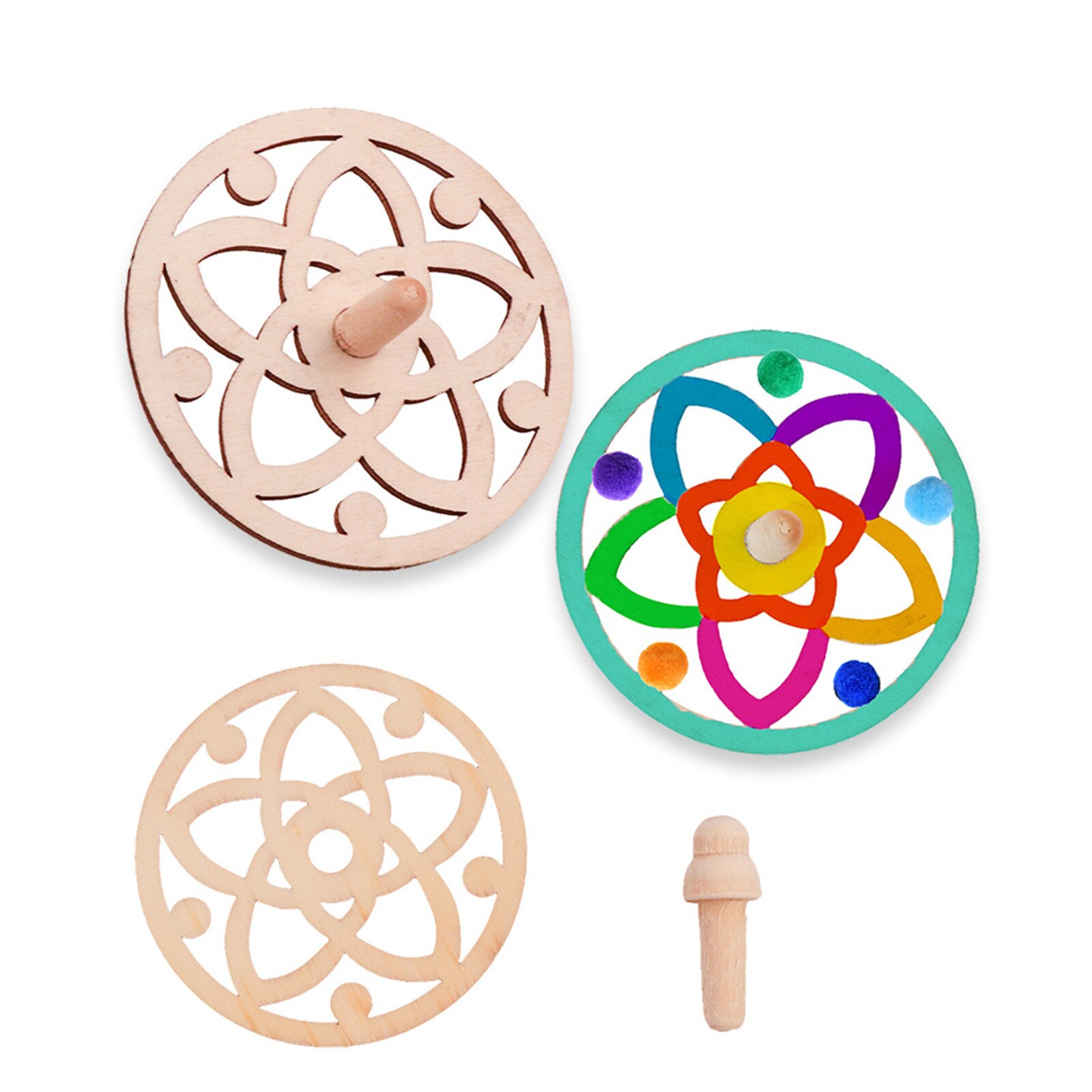 Jeu de toupies en bois pour enfant, jouets de bricolage, pour la pensée divergente, jeu de coloriage, d'anniversaire, 10 pièces