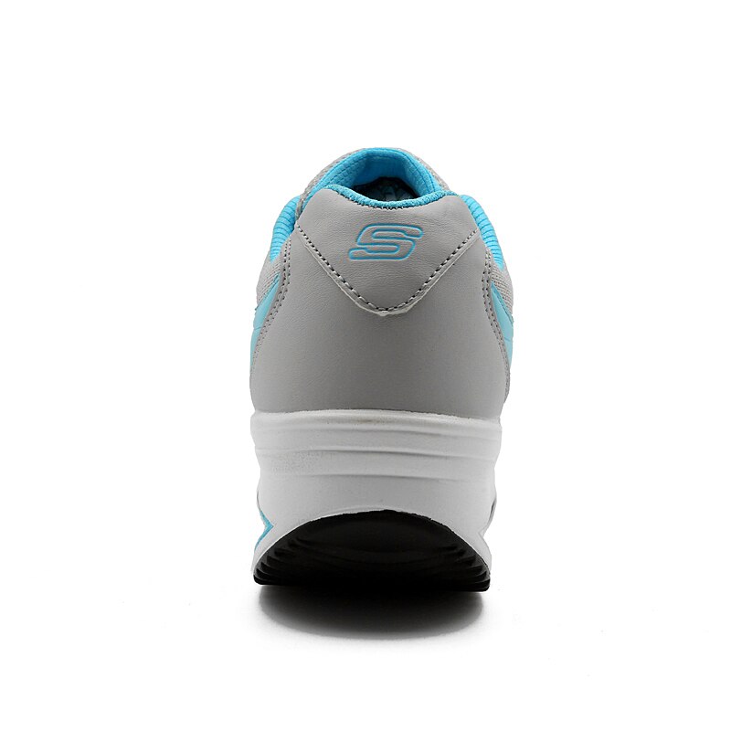 Women Flat Toning Shoes Lace Up Ladies Platform Shake Walking Shoes Pink Blue Women Wedge Sneakers Body Thick Sole Trainer