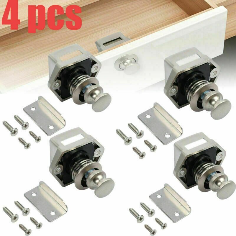 Novel-4 Pcs Motorhome Car Push Lock RV Caravan Boat Motor Home Cabinet Drawer Latch Knob Locks for Furniture Hardware: Default Title
