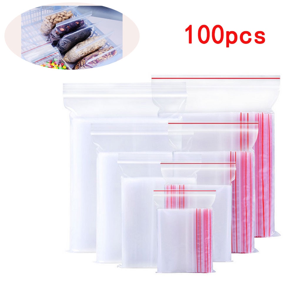 Selvforseglende pose liten plastpose tykkere forseglingspose gjennomsiktig matoppbevaringspose for stor emballasje