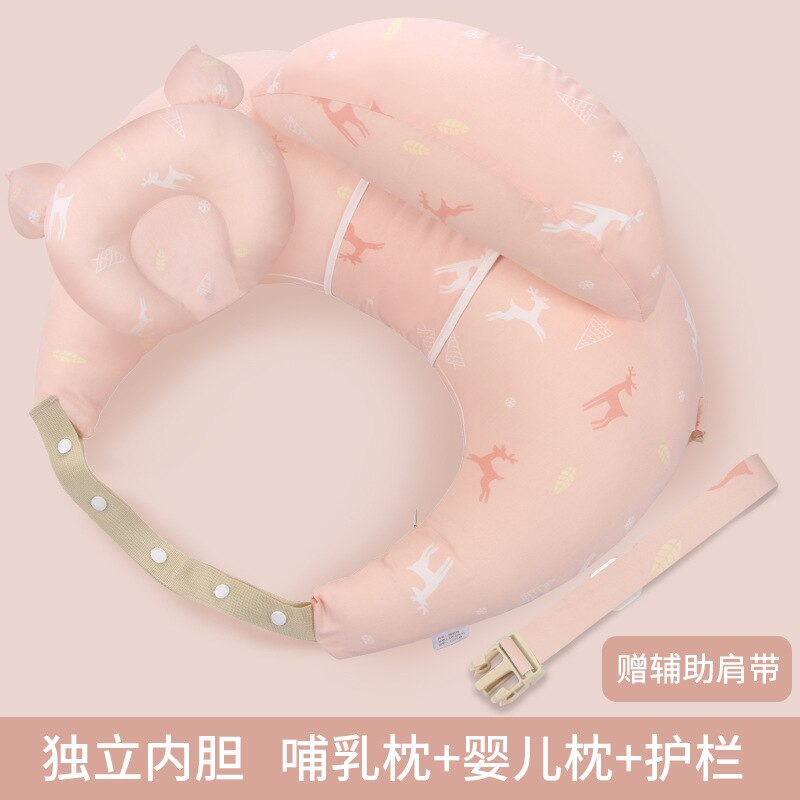 Coussins d&#39;allaitement pour bébé, housse lavable, multifonction, ajustable, pour nourrissons: Pink Deer 4