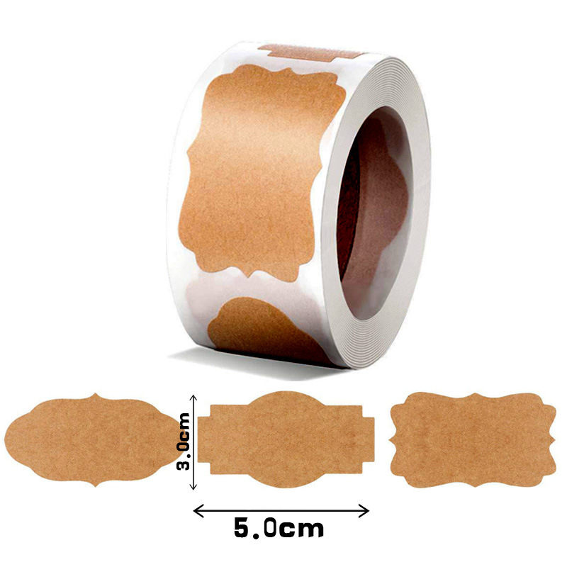 300pcs/Roll DIY Blank Kraft Paper Stickers Handmade Writable Seal Labels Mason Jar Glass Bottle Cake Baking Stationery Sticker: B
