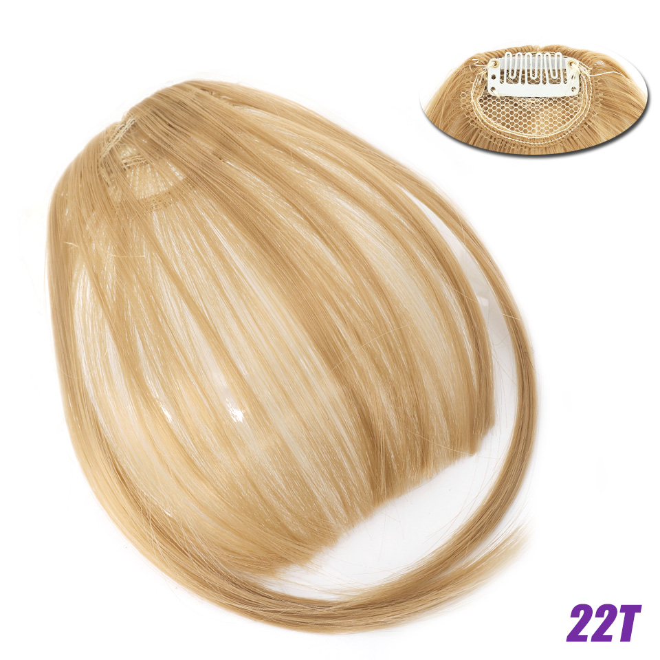 Flequillo romo sintético liso Natural LM, fibra de alta temperatura, marrón, flequillo completo con Clip para mujer con flecos de pelo de 6 pulgadas: #16