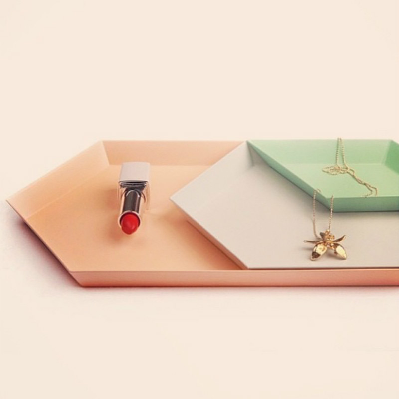 Coloré polygone bijoux plaque bureau combinaison plateau de rangement nordique géométrique diamant métal Hexagonal thé fruits bijoux plat