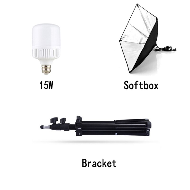 50x70cm Soft Box for photo Studio Light Equipment Oxford Cloth props Photography Accessories Softbox Lighting Kits: Softbox set 15W