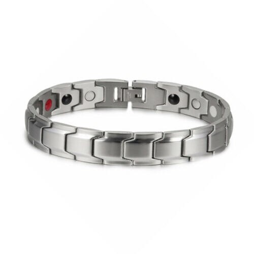 Männer Armband Therapeutische Energie Armband Edelstahl Heilende Magnetische Therapie Armband Hologramm Armband: Silber