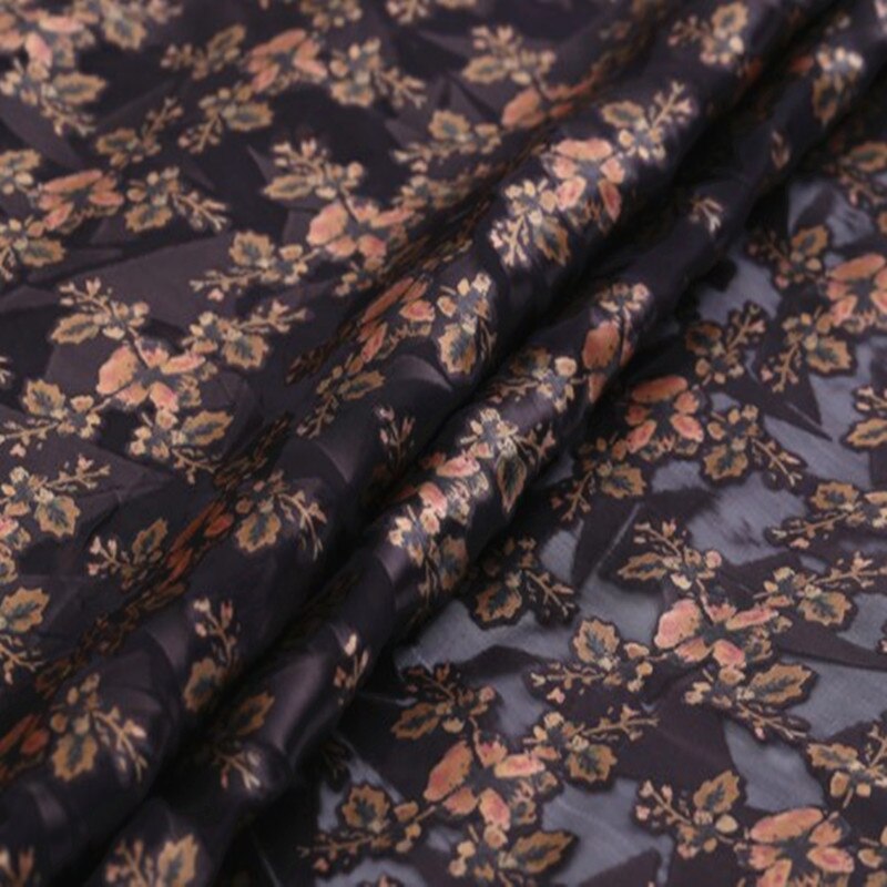 Klassisk ren silke udbrændt stof opal tekstil med blomstermønster til dame forårskjole: Default Title