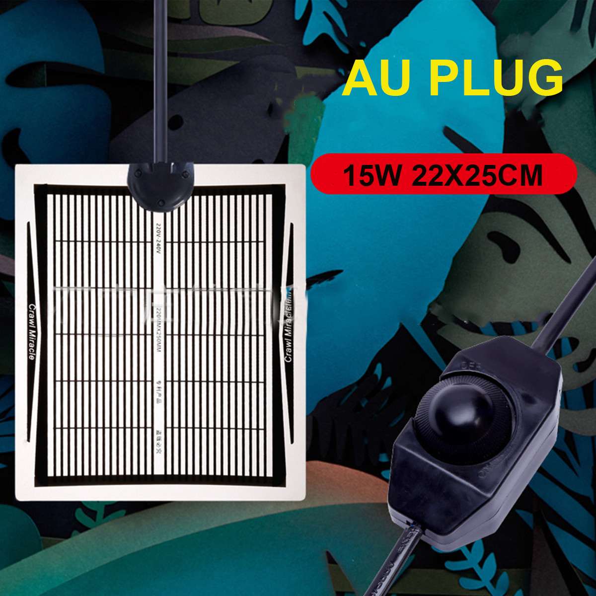 5W/15W/25W/35W 220V Reptile Heating Mat Adjustable Temperature Controller Pet Warm Heat Pad for Snakes Tortoise Lizard Spider AU: 15W 22x25cm AU Plug