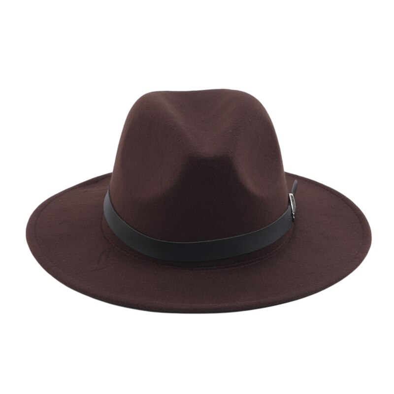 Heren fedora dames jazz hoed zomer lente zwarte wollen mix pet outdoor casual hoed: Koffie