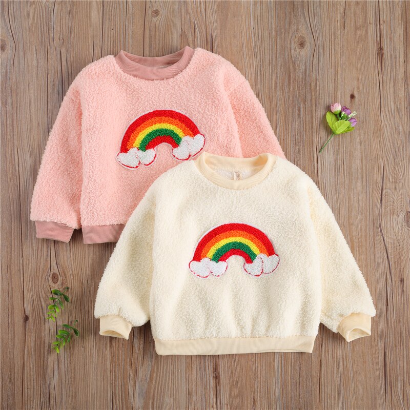 Suéter de otoño para niñas pequeñas de 0 a 3T, patrón de arco iris, estampado de princesa, Top de manga larga, disfraz informal de algodón para niños pequeños