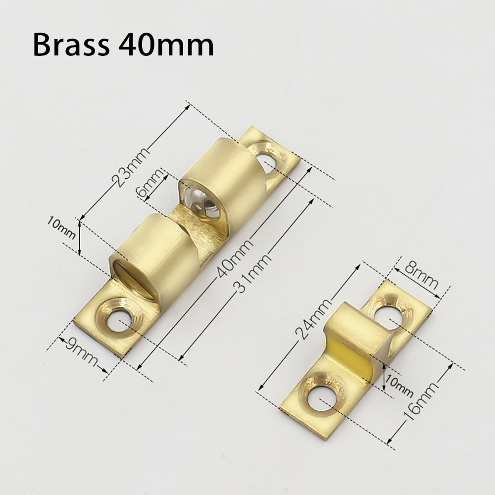 1 stk. dobbelt fjederstål kuglelås 40/50/60/70mm messing kobber dørfang dæmper buffer skab spænding lås dør kofanger