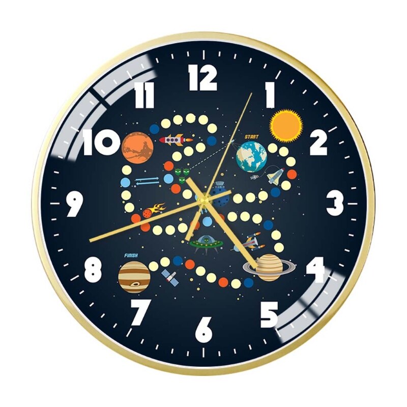 Mute Wall Clock Modern Style Space/Astronaut Pattern Clock Room Decor 23GD: 11