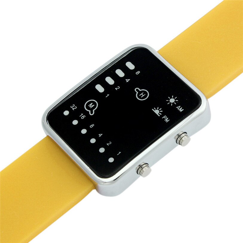 Reloj deportivo Digital LED rojo para hombres y mujeres, reloj de pulsera binario, de ventas en tienda de silicona con una pérdida de 99: Verde