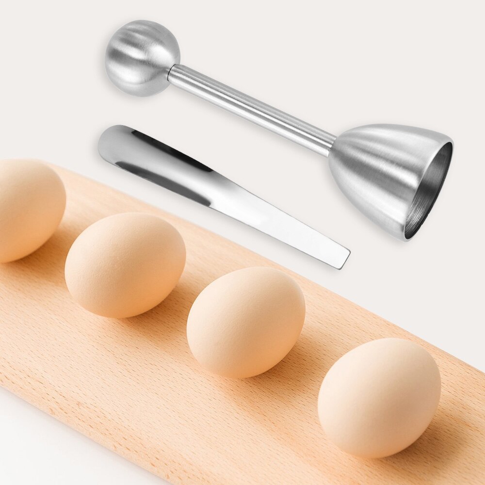Konesky rustfrit stål kogt æg topper shell cutter banker rå æg cracker separator æg oplukker køkken gadgets tilbehør