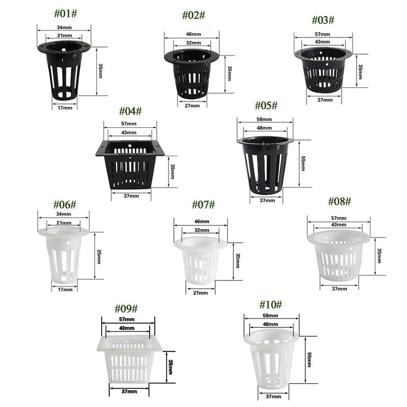 Maceta de malla resistente de 10 Uds., vaso con malla, cesta hidropónica aeropónica para cultivo de plantas, herramientas de jardín Clon