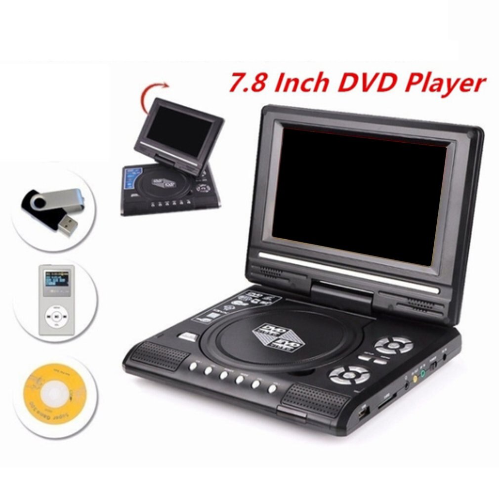 Mini televisor portátil con batería integrada, 9,8 pulgadas, DVD, función de memoria de apagado inteligente