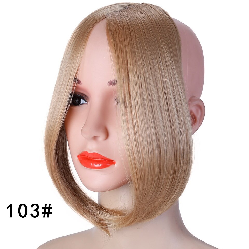 Lupu negro marrón medio flequillo mujer clip de pelo accesorios para el cabello pelo recto Roma Peluca de fibra sintética natural: 103