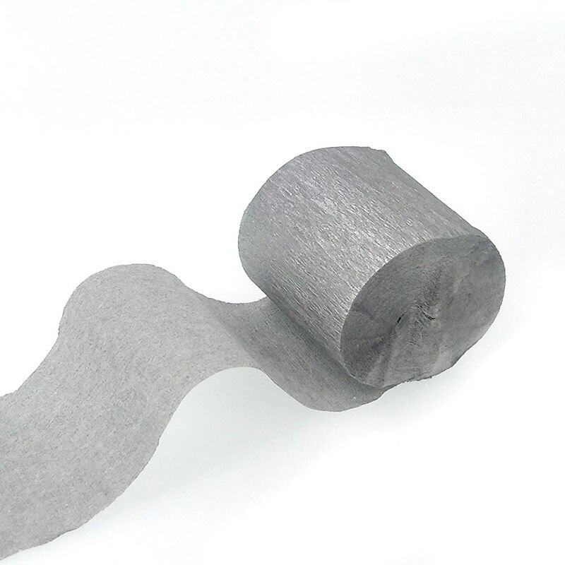 4.5cm*10m Crepe Paper Streamers Paper Garland Backdrops For Wedding Birthday Baby Shower Party DIY Decoration Pinata Material: Silver
