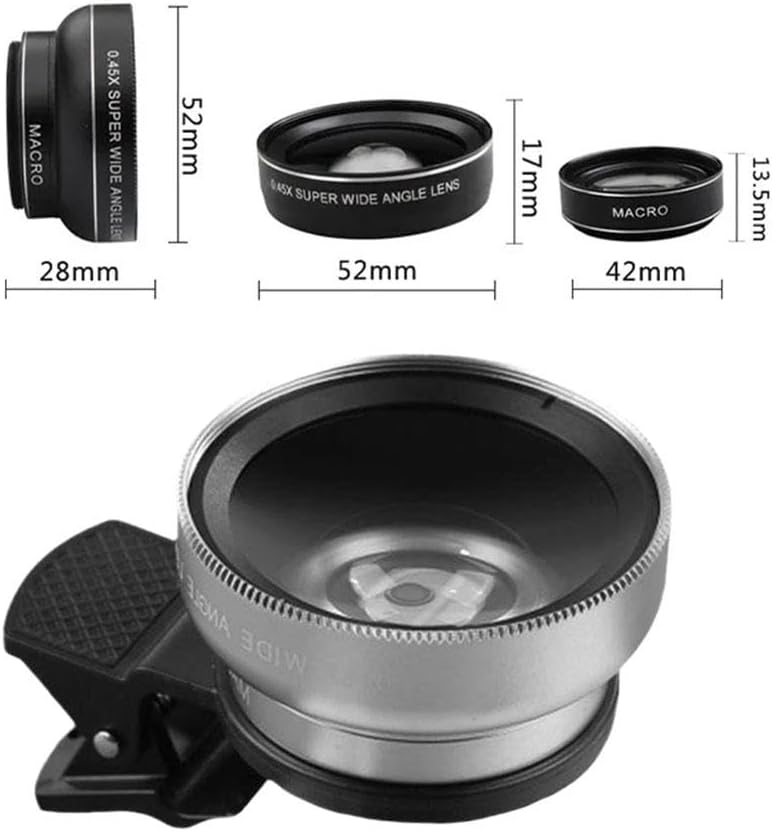 Professionele 2-in-1 universele lensclip 37mm telefoonlens 0.45x 49uv supergroothoek + macro HD-lens voor alle smartphones