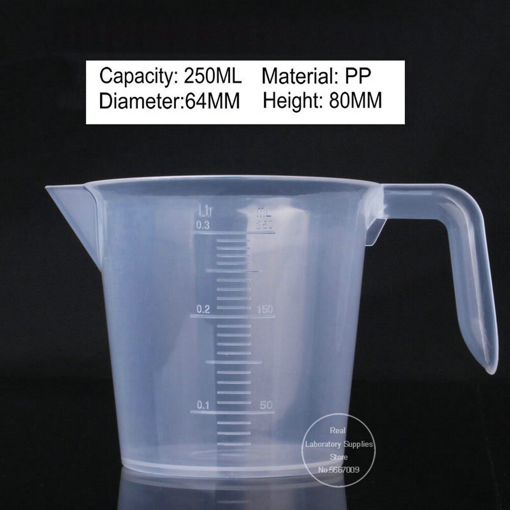 Copo de medição graduado plástico engrossar transparente do laboratório 250ml a 5000ml para o recipiente volumétrico do laboratório ou do agregado familiar