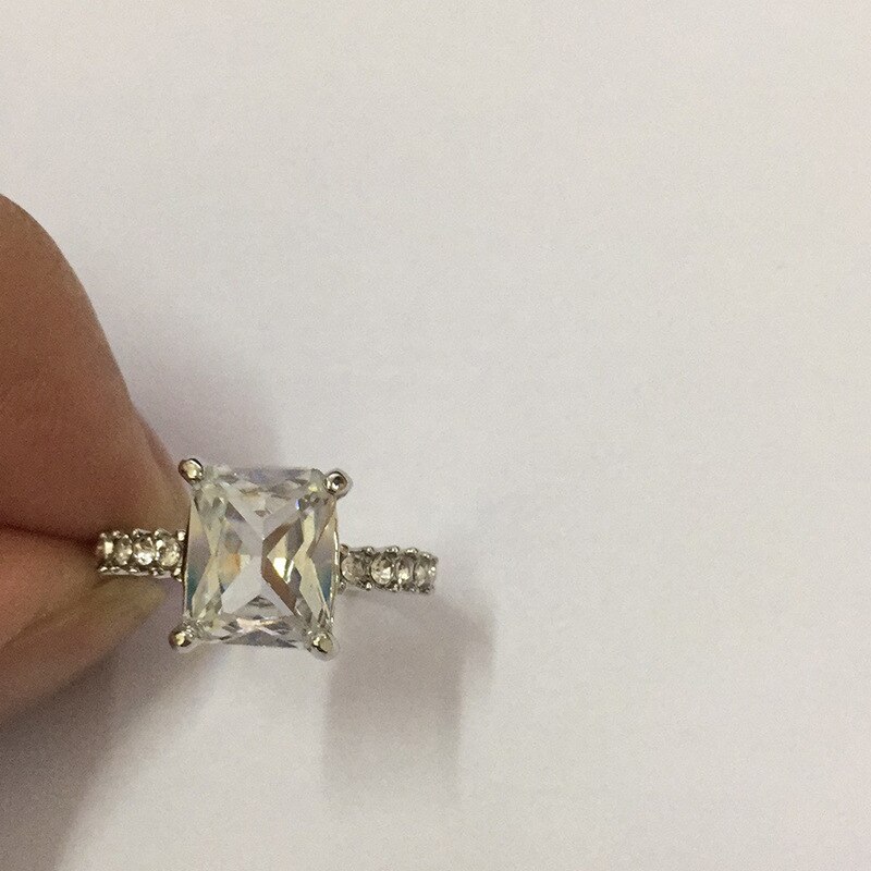 Milangirl brillant carré pierre Zircon bague de mariage pour les femmes mariée Engagement promesse bande femme bijoux